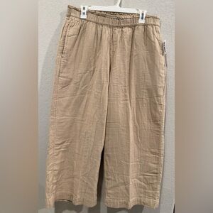 Old Navy Beige Wide-Leg Cropped Pants